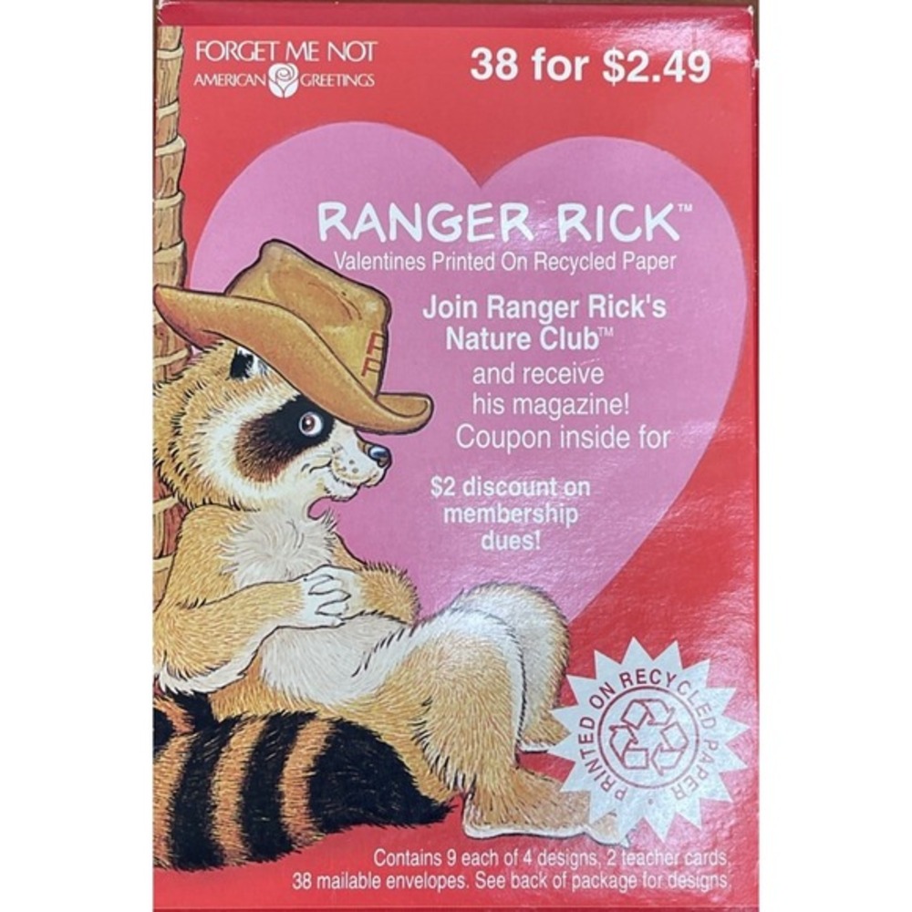 1992 Ranger Rick VTG American Greetings Valentine's Day Cards 38 Pcs USA‎ NEW